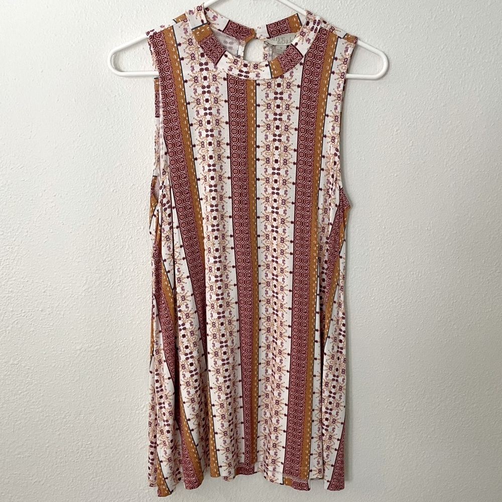 Olive & Oak High Neckline Multicolor Sleeveless Dress